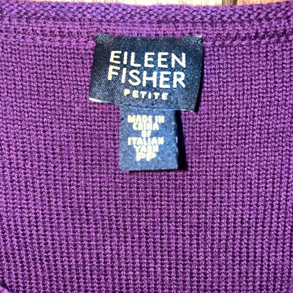 Eileen Fisher Merino Wool Plum Scoop Neck Sweater Blouse Size Small Petite - Picture 3 of 4